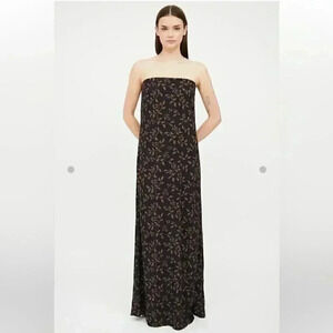 Reformation Black & Beige Floral Strapless Dress  in Size Medium